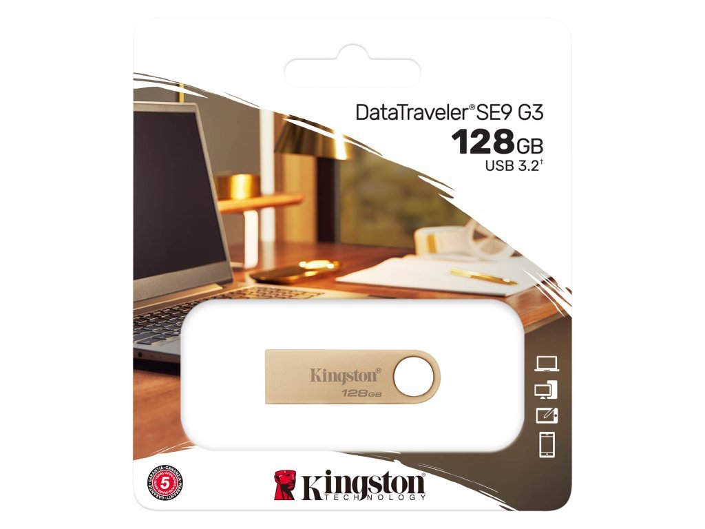 USB memorija KINGSTON DTSE9G3/128GB/DataTraveler/3.2/zlatna - Slika 2